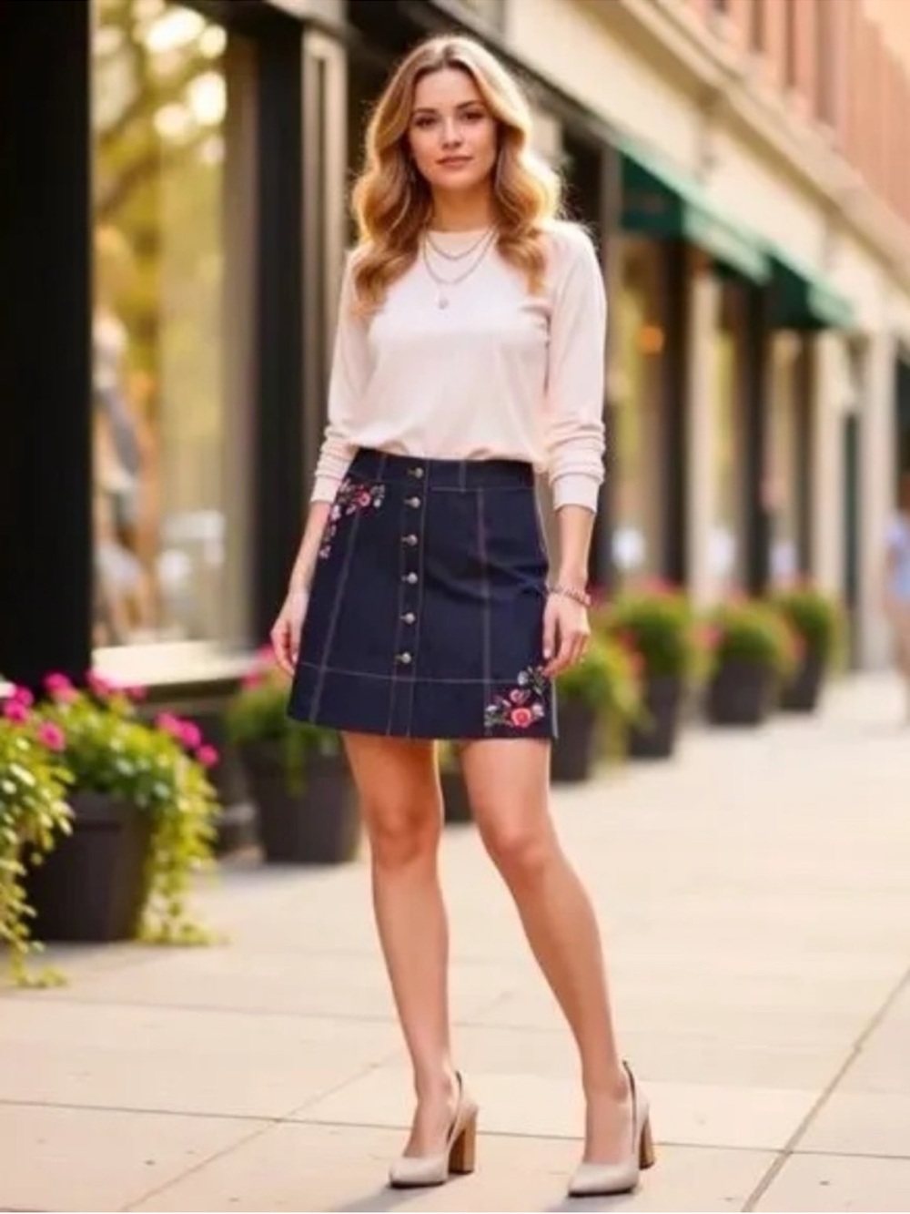 Kate Spade Floral Denim Skirt size 2. NWT